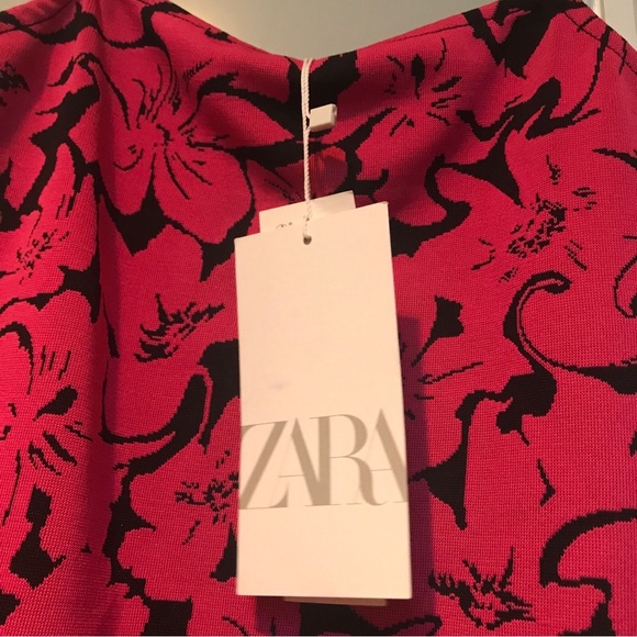 Zara NWT Women’s Pink and Black Floral Dress Size S - great for Valentine’s Day - Picture 8 of 10